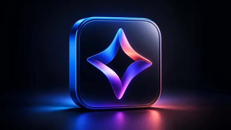 Polished dimensional AI app icon concept on a dark background